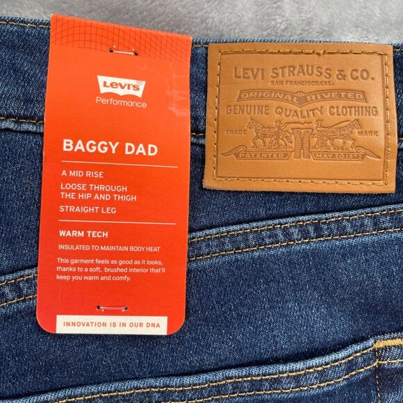 Levi's Jeans Womens 34x30 Baggy Dad Warm Tech Wool Blend Straight Leg Loose Fit - Picture 4 of 16